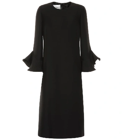 Shop Valentino Wool And Silk Midi Dress In Black