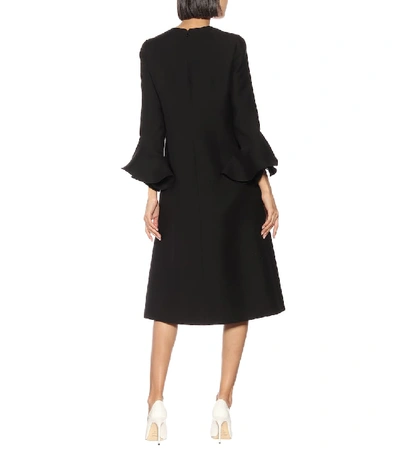 Shop Valentino Wool And Silk Midi Dress In Black