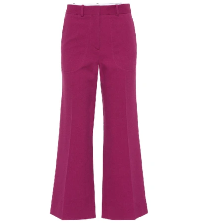 Shop Victoria Beckham Cotton-blend Wide-leg Pants In Purple