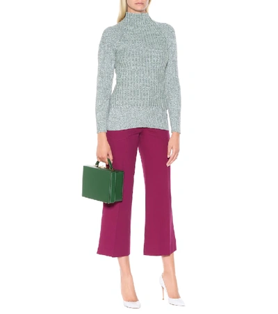 Shop Victoria Beckham Cotton-blend Wide-leg Pants In Purple