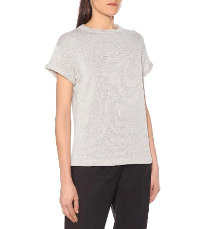 Shop Brunello Cucinelli Cotton-blend Knit T-shirt In Grey