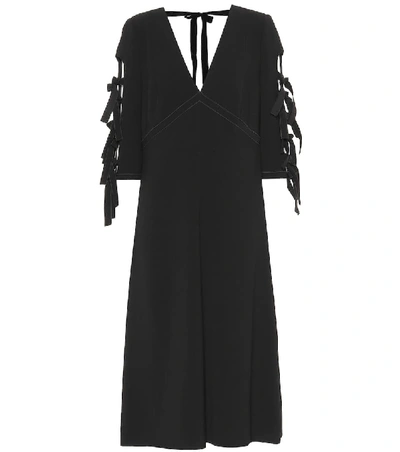 Shop Bottega Veneta Bow-adorned Crêpe Dress In Black