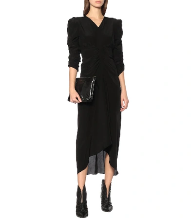 Shop Isabel Marant Albi Silk Midi Dress In Black