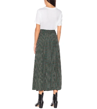 Shop Ganni Checked Maxi Skirt In Green