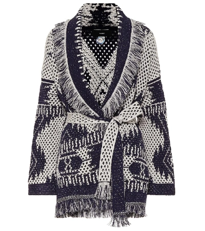 Shop Alanui Cashmere-blend Jacquard Cardigan In Grey