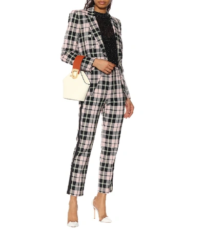 Shop Veronica Beard Miller Dickey Checked Blazer In Pink