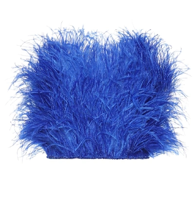 Shop Attico Embellished Feather Bustier In Blue