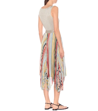 Shop Missoni Striped Knitted Midi Skirt In Multicoloured