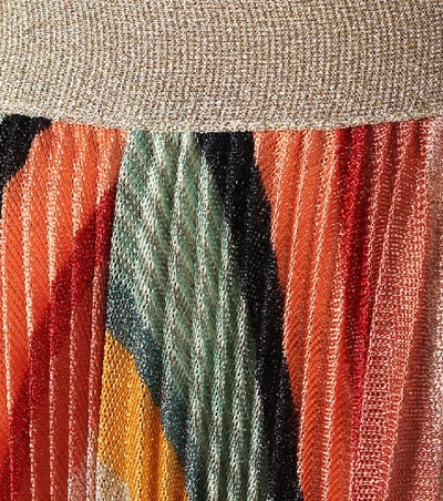 Shop Missoni Striped Knitted Midi Skirt In Multicoloured