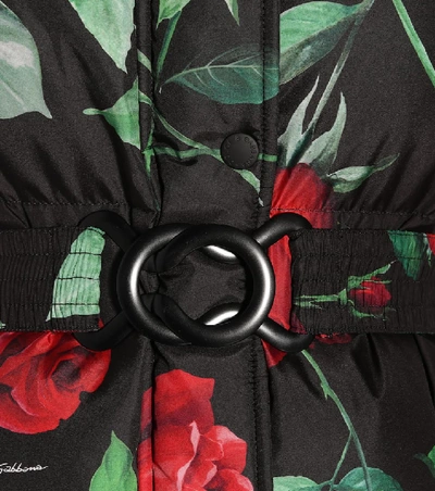Shop Dolce & Gabbana Rose-print Coat In Black