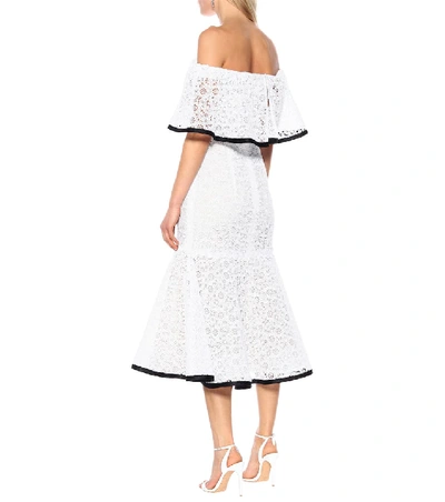 Shop Carolina Herrera Off-the-shoulder Lace Gown In White
