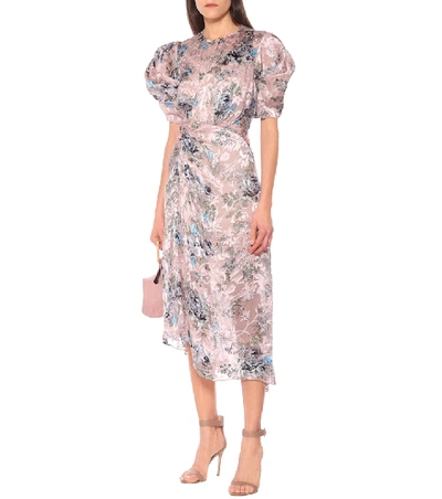 Shop Preen By Thornton Bregazzi Pippa Floral Silk-blend Midi Dress In Pink