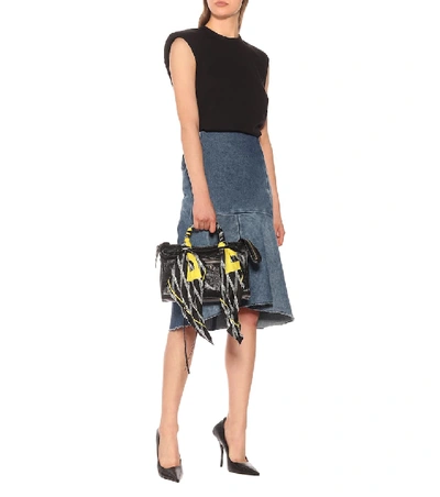 Shop Balenciaga High-rise Denim Godet Skirt In Blue