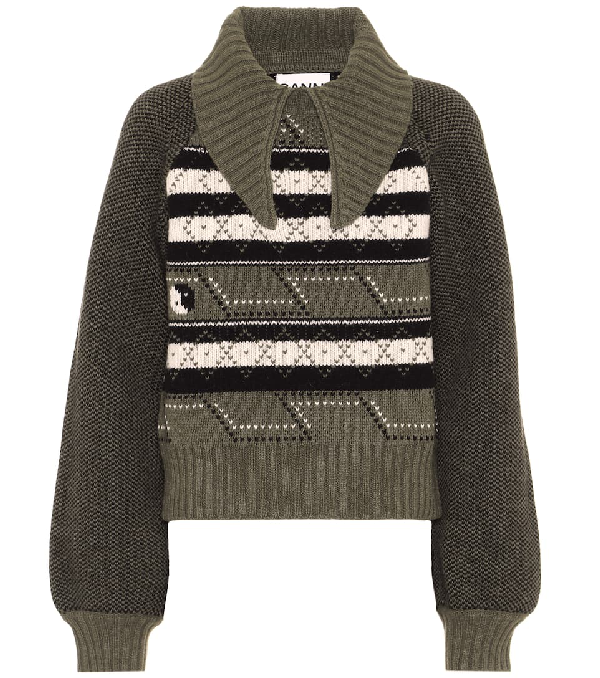 ganni fair isle cardigan