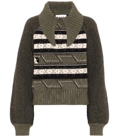 Shop Ganni Wool-blend Sweater In Green
