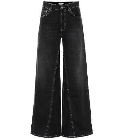 Shop Ganni High-rise Wide-leg Jeans In Black