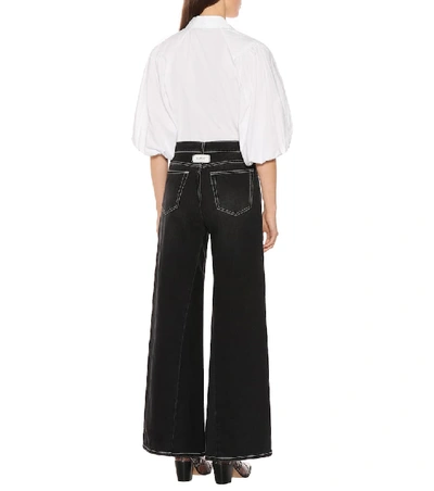 Shop Ganni High-rise Wide-leg Jeans In Black