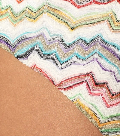 Shop Missoni Striped Crochet Swimsuit In Multicoloured