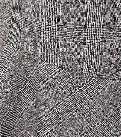 Shop Balenciaga Checked Wool Midi Skirt In Grey