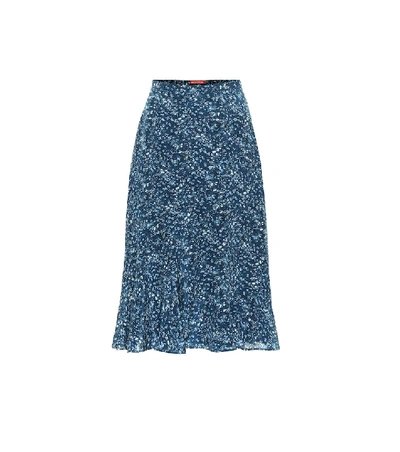 Shop Altuzarra Clementine Floral Silk Skirt In Blue