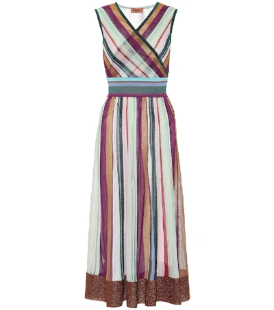 Shop Missoni Striped Stretch-silk Dress In Multicoloured