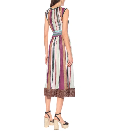Shop Missoni Striped Stretch-silk Dress In Multicoloured
