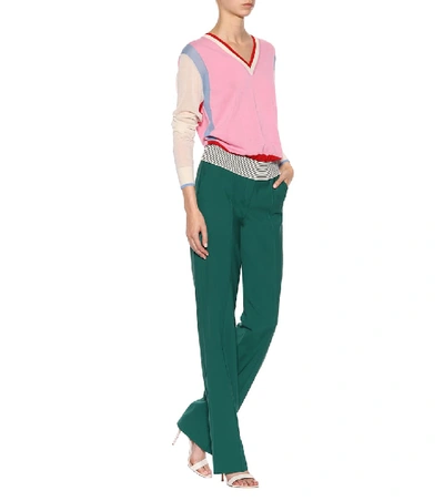 Shop Diane Von Furstenberg Wool Crêpe Pants In Green