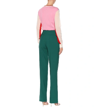 Shop Diane Von Furstenberg Wool Crêpe Pants In Green