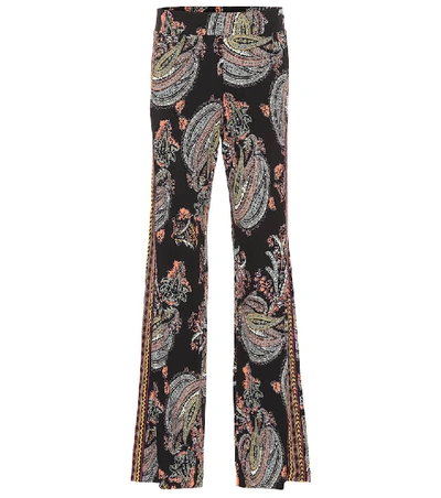 Shop Etro Paisley-printed Flared Pants In Black