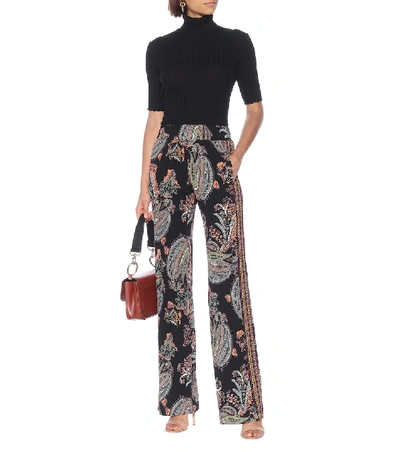 Shop Etro Paisley-printed Flared Pants In Black