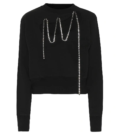 Shop Christopher Kane Embellished Cotton Sweater In Black