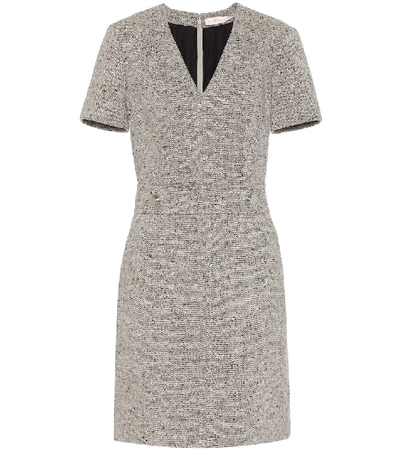 Shop Tory Burch Priscilla Linen-wool Blend Dress In Grey