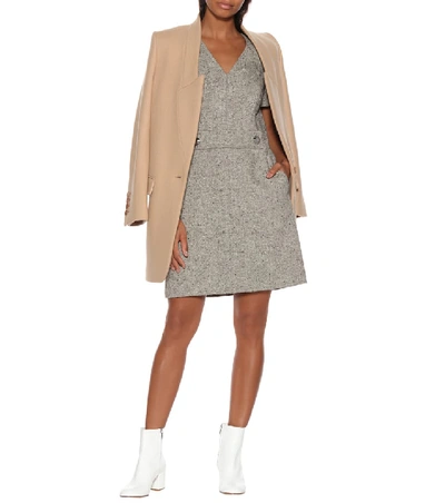 Shop Tory Burch Priscilla Linen-wool Blend Dress In Grey