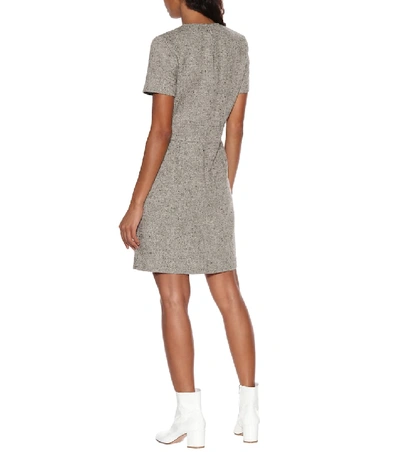 Shop Tory Burch Priscilla Linen-wool Blend Dress In Grey