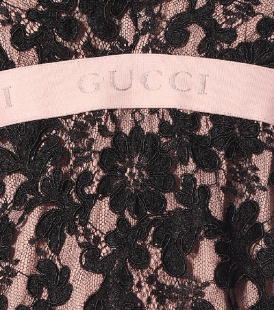 Shop Gucci Lace Midi Dress In Black
