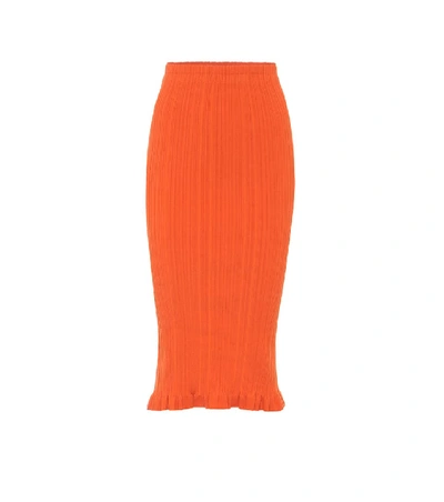 Shop Acne Studios Ribbed-knit Midi Skirt In Red