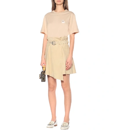 Shop Chloé Logo Cotton T-shirt In Beige