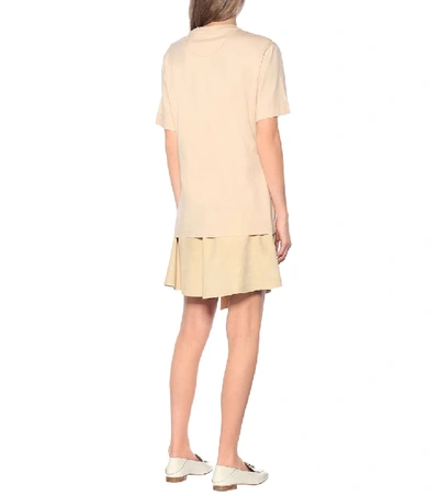 Shop Chloé Logo Cotton T-shirt In Beige