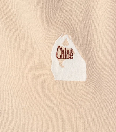 Shop Chloé Logo Cotton T-shirt In Beige