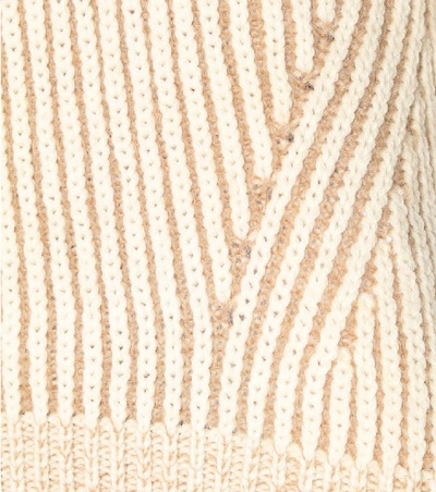 Shop Chloé Ribbed Wool-blend Sweater In Beige