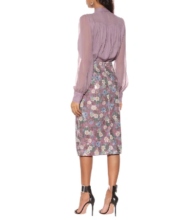 Shop Erdem Tahira Sequined Floral Skirt In Pink