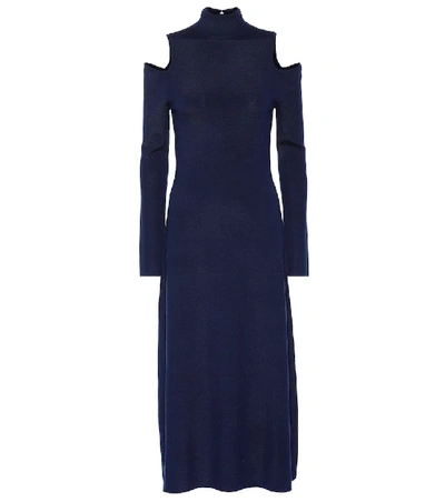 Shop Gabriela Hearst Silveria Wool-blend Midi Dress In Blue