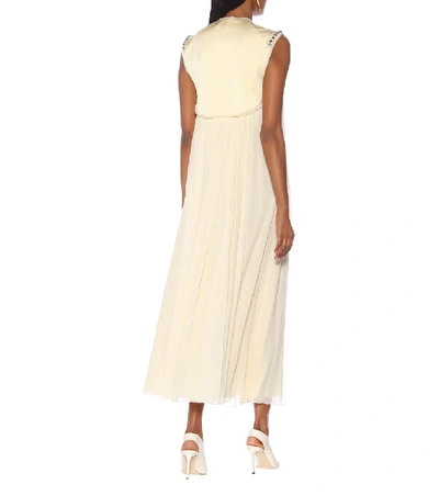 Shop Chloé Embellished Silk Midi Dress In Beige