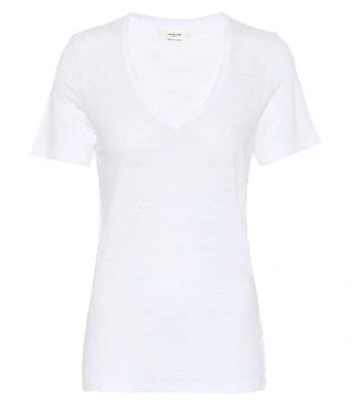 Isabel Marant Étoile Kranger Short-sleeve Linen V-neck Tee In White
