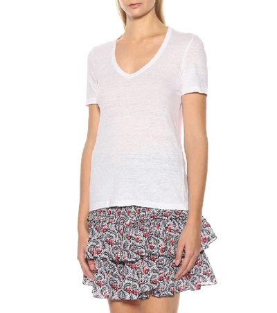 Isabel Marant Étoile Kranger Short-sleeve Linen V-neck Tee In White