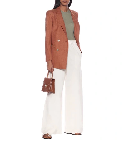 Shop Joseph High-rise Cotton-jersey Wide Pants In White