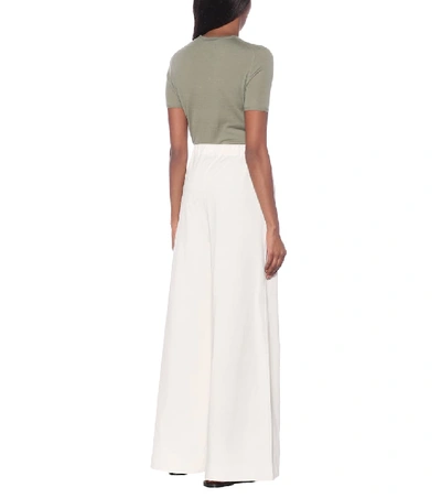 Shop Joseph High-rise Cotton-jersey Wide Pants In White