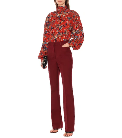 Shop Givenchy Printed Silk Shirt In Red