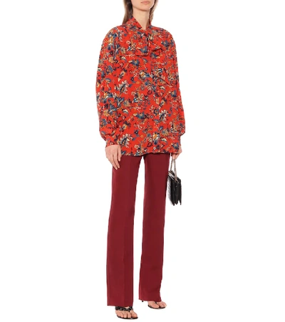 Shop Givenchy Printed Silk Shirt In Red