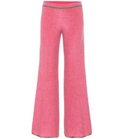 Shop Missoni Low-rise Flared Stretch-knit Pants In Pink